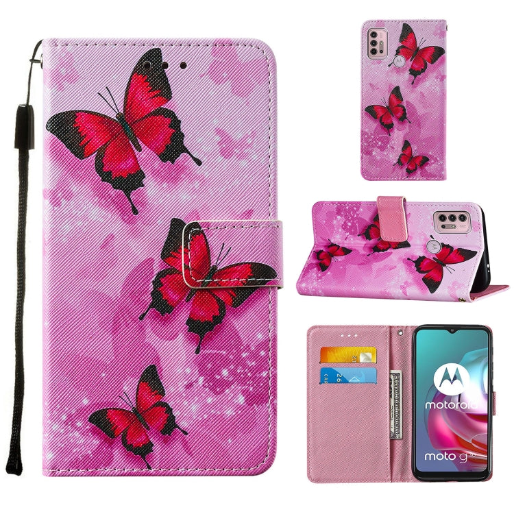 For Motorola Moto G30 / G10 / G10 Power Cross Texture Painting Pattern Horizontal Flip Leather Case with Holder & Card Slots & Wallet & Lanyard
