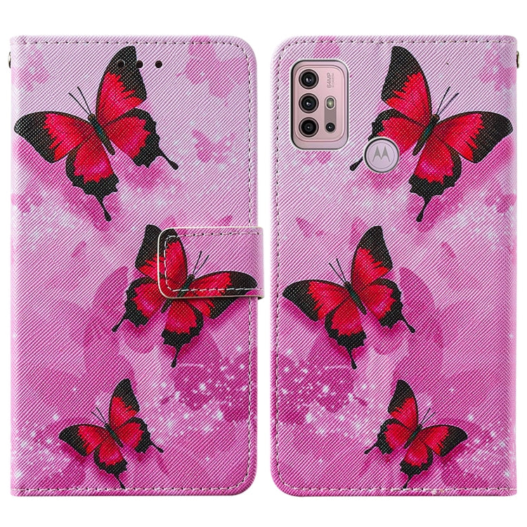 For Motorola Moto G30 / G10 / G10 Power Cross Texture Painting Pattern Horizontal Flip Leather Case with Holder & Card Slots & Wallet & Lanyard