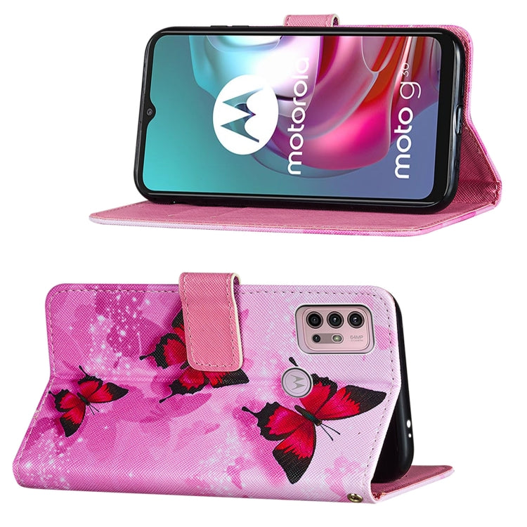 For Motorola Moto G30 / G10 / G10 Power Cross Texture Painting Pattern Horizontal Flip Leather Case with Holder & Card Slots & Wallet & Lanyard