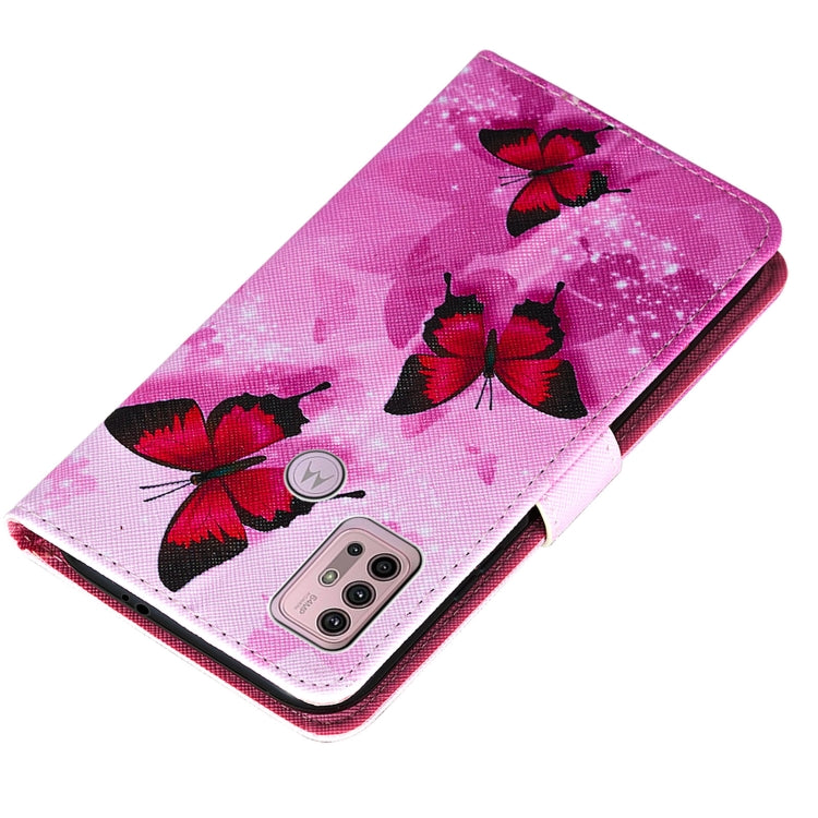 For Motorola Moto G30 / G10 / G10 Power Cross Texture Painting Pattern Horizontal Flip Leather Case with Holder & Card Slots & Wallet & Lanyard