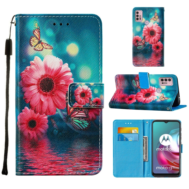 For Motorola Moto G30 / G10 / G10 Power Cross Texture Painting Pattern Horizontal Flip Leather Case with Holder & Card Slots & Wallet & Lanyard