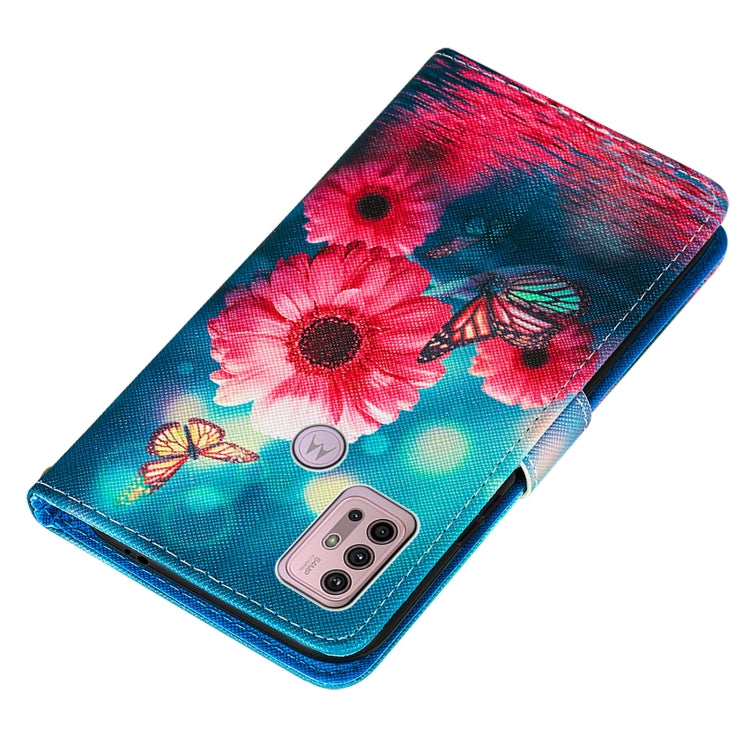 For Motorola Moto G30 / G10 / G10 Power Cross Texture Painting Pattern Horizontal Flip Leather Case with Holder & Card Slots & Wallet & Lanyard