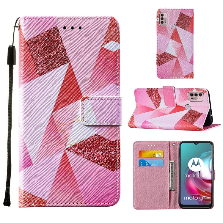 For Motorola Moto G30 / G10 / G10 Power Cross Texture Painting Pattern Horizontal Flip Leather Case with Holder & Card Slots & Wallet & Lanyard
