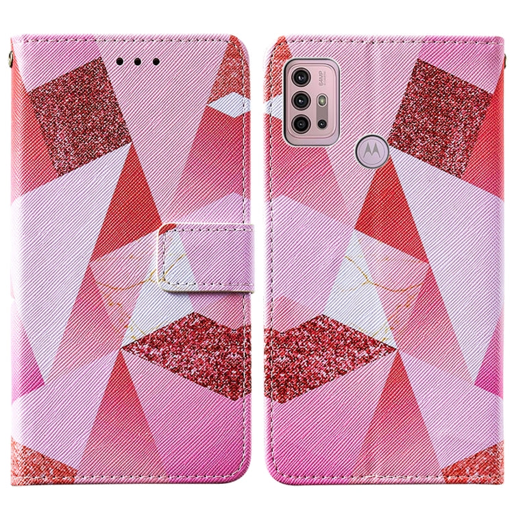 For Motorola Moto G30 / G10 / G10 Power Cross Texture Painting Pattern Horizontal Flip Leather Case with Holder & Card Slots & Wallet & Lanyard