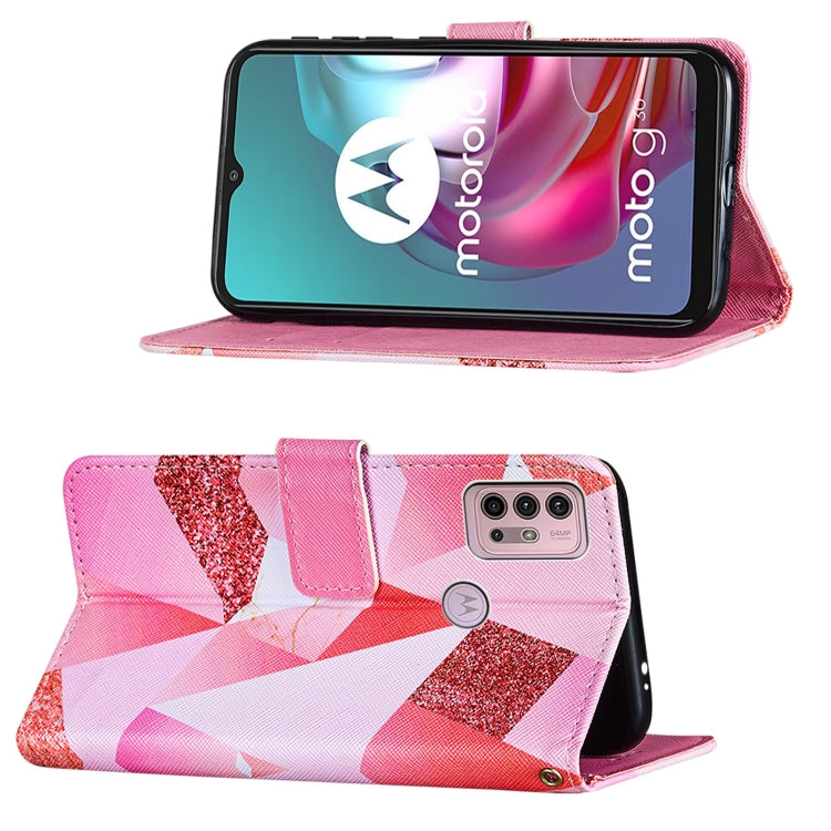 For Motorola Moto G30 / G10 / G10 Power Cross Texture Painting Pattern Horizontal Flip Leather Case with Holder & Card Slots & Wallet & Lanyard