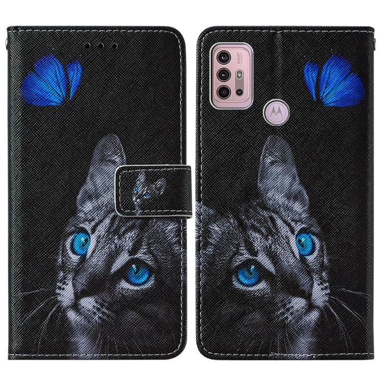For Motorola Moto G30 / G10 / G10 Power Cross Texture Painting Pattern Horizontal Flip Leather Case with Holder & Card Slots & Wallet & Lanyard