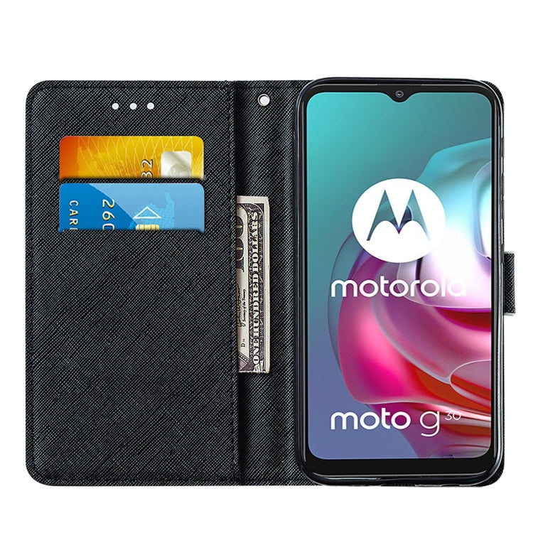 For Motorola Moto G30 / G10 / G10 Power Cross Texture Painting Pattern Horizontal Flip Leather Case with Holder & Card Slots & Wallet & Lanyard