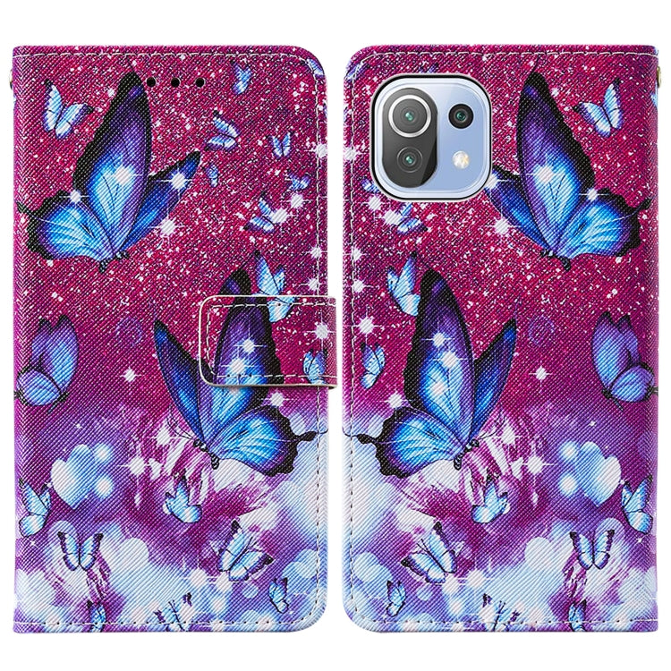 For Xiaomi Mi 11 Lite Cross Texture Painting Pattern Horizontal Flip Leather Case with Holder & Card Slots & Wallet & Lanyard