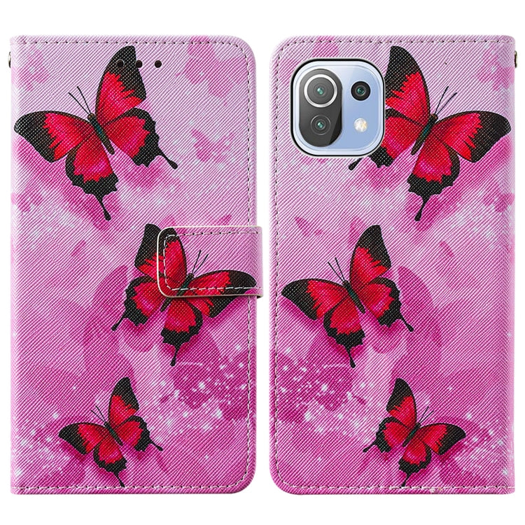 For Xiaomi Mi 11 Lite Cross Texture Painting Pattern Horizontal Flip Leather Case with Holder & Card Slots & Wallet & Lanyard