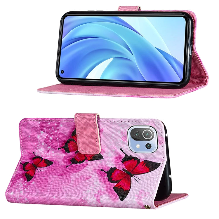 For Xiaomi Mi 11 Lite Cross Texture Painting Pattern Horizontal Flip Leather Case with Holder & Card Slots & Wallet & Lanyard