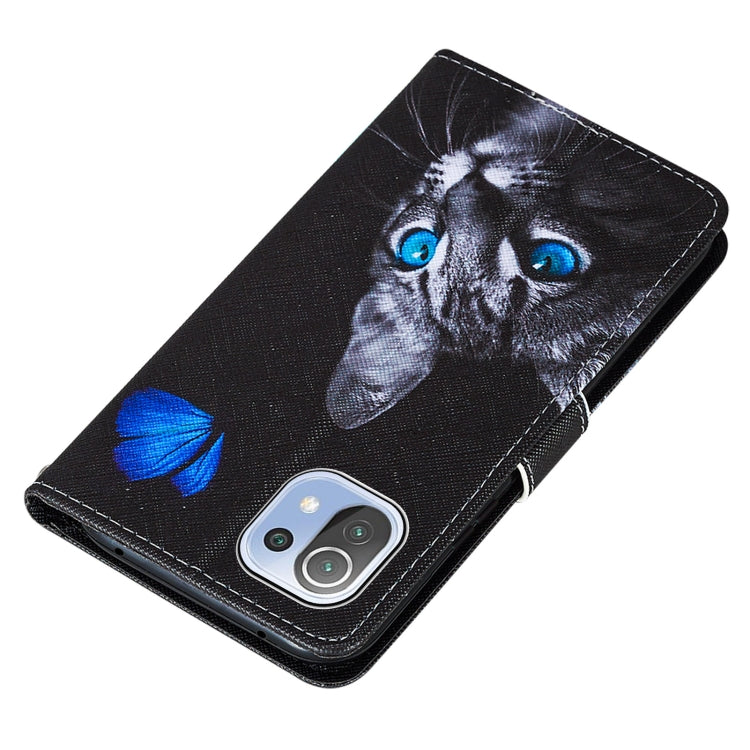 For Xiaomi Mi 11 Lite Cross Texture Painting Pattern Horizontal Flip Leather Case with Holder & Card Slots & Wallet & Lanyard