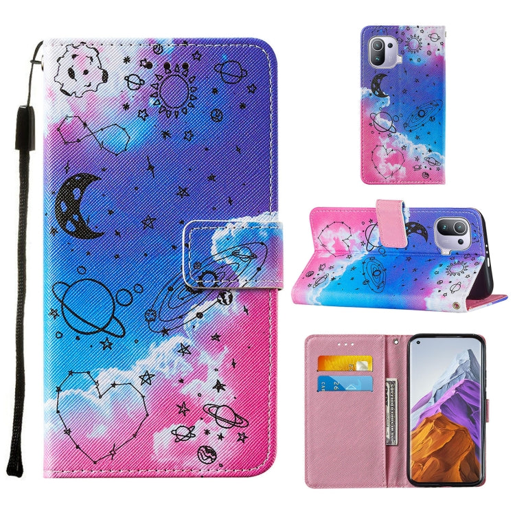 For Xiaomi Mi 11 Pro Cross Texture Painting Pattern Horizontal Flip Leather Case with Holder & Card Slots & Wallet & Lanyard