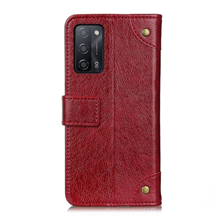 For OPPO A55 5G / A53s 5G Copper Buckle Nappa Texture Horizontal Flip Leather Case with Holder & Card Slots & Wallet