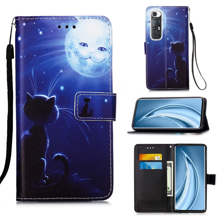 For Xiaomi Mi 10S Colored Drawing Pattern Plain Weave Horizontal Flip Leather Case with Holder & Card Slot & Wallet & Lanyard