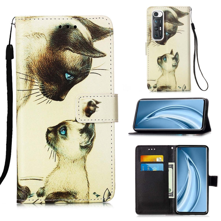 For Xiaomi Mi 10S Colored Drawing Pattern Plain Weave Horizontal Flip Leather Case with Holder & Card Slot & Wallet & Lanyard