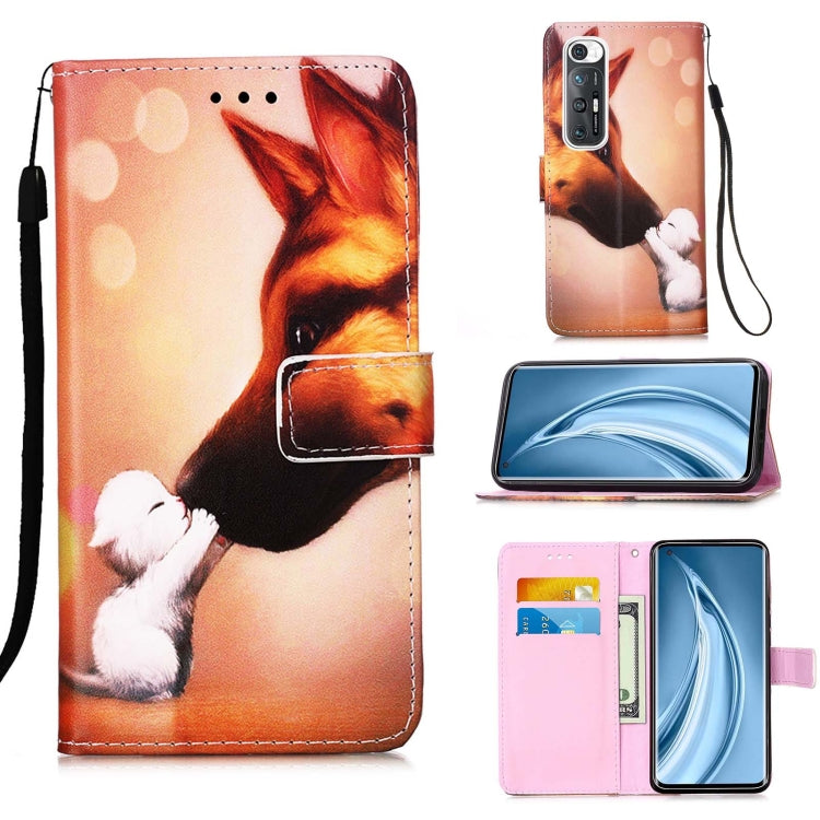 For Xiaomi Mi 10S Colored Drawing Pattern Plain Weave Horizontal Flip Leather Case with Holder & Card Slot & Wallet & Lanyard