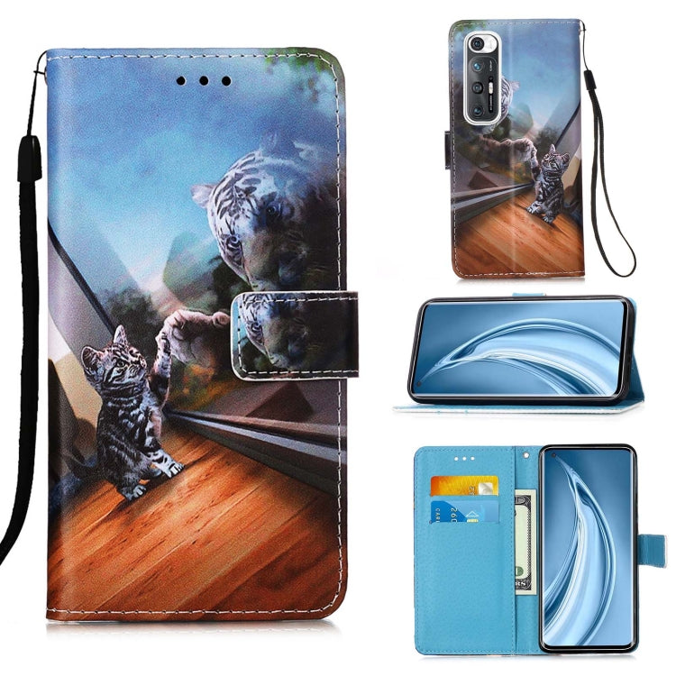 For Xiaomi Mi 10S Colored Drawing Pattern Plain Weave Horizontal Flip Leather Case with Holder & Card Slot & Wallet & Lanyard