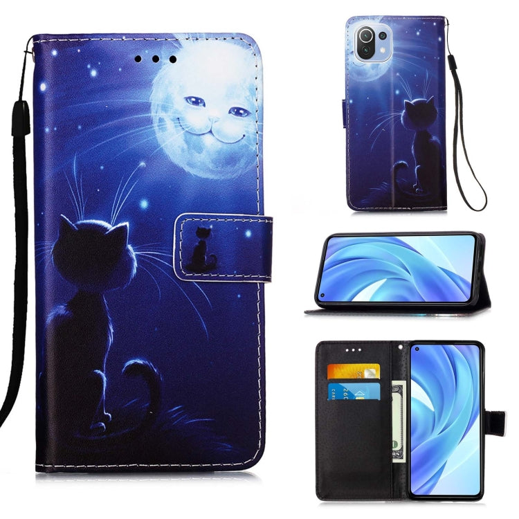 For Xiaomi Mi 11 Lite Colored Drawing Pattern Plain Weave Horizontal Flip Leather Case with Holder & Card Slot & Wallet & Lanyard