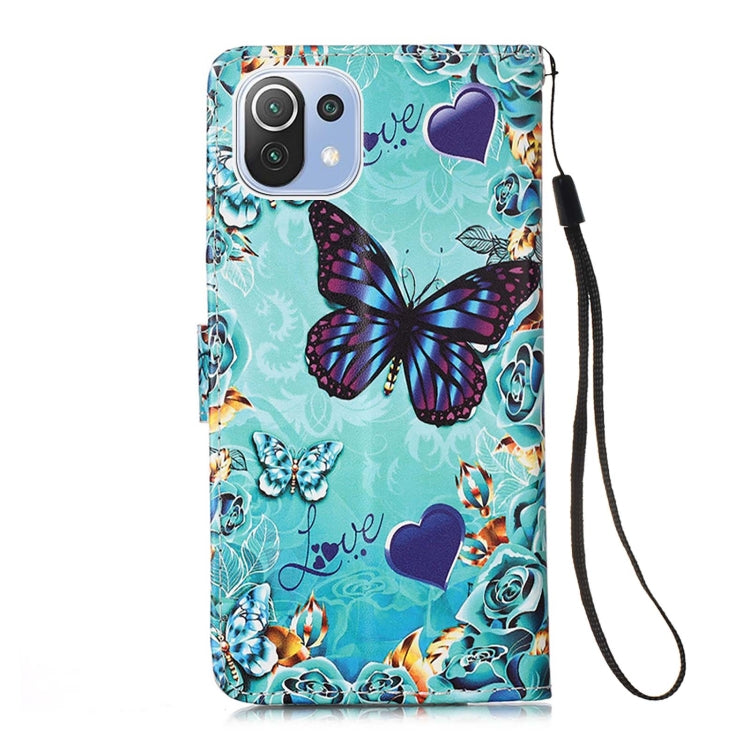 For Xiaomi Mi 11 Lite Colored Drawing Pattern Plain Weave Horizontal Flip Leather Case with Holder & Card Slot & Wallet & Lanyard