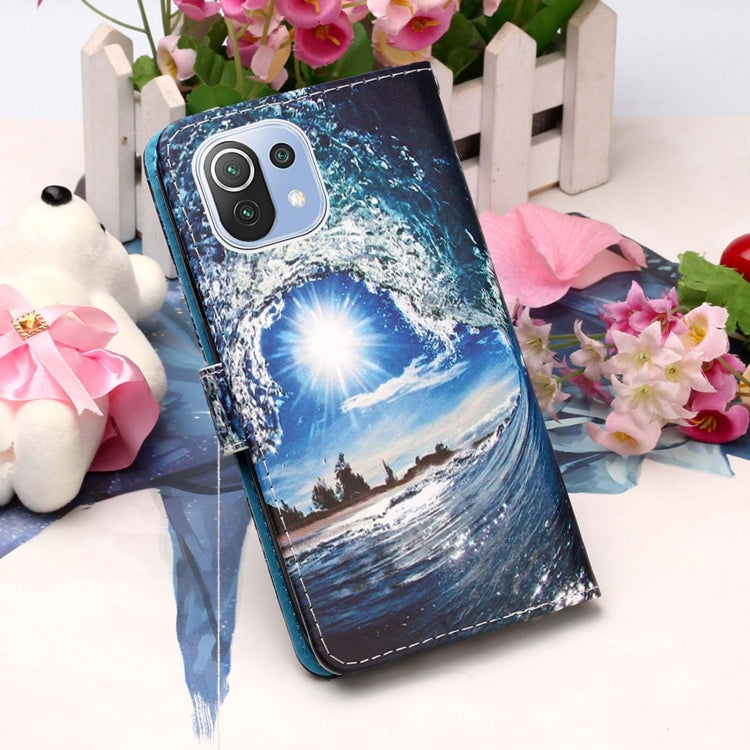 For Xiaomi Mi 11 Lite Colored Drawing Pattern Plain Weave Horizontal Flip Leather Case with Holder & Card Slot & Wallet & Lanyard
