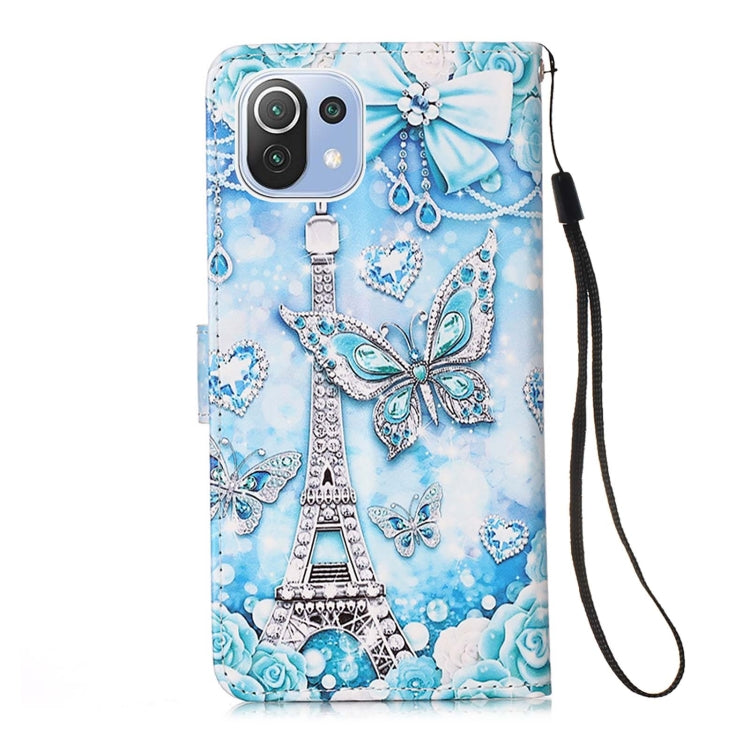 For Xiaomi Mi 11 Lite Colored Drawing Pattern Plain Weave Horizontal Flip Leather Case with Holder & Card Slot & Wallet & Lanyard