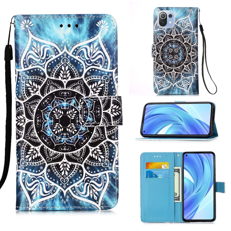 For Xiaomi Mi 11 Lite Colored Drawing Pattern Plain Weave Horizontal Flip Leather Case with Holder & Card Slot & Wallet & Lanyard