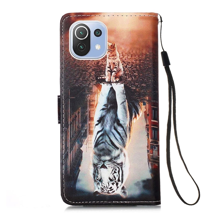 For Xiaomi Mi 11 Lite Colored Drawing Pattern Plain Weave Horizontal Flip Leather Case with Holder & Card Slot & Wallet & Lanyard