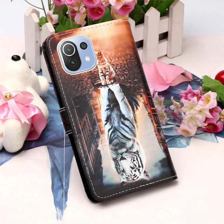 For Xiaomi Mi 11 Lite Colored Drawing Pattern Plain Weave Horizontal Flip Leather Case with Holder & Card Slot & Wallet & Lanyard