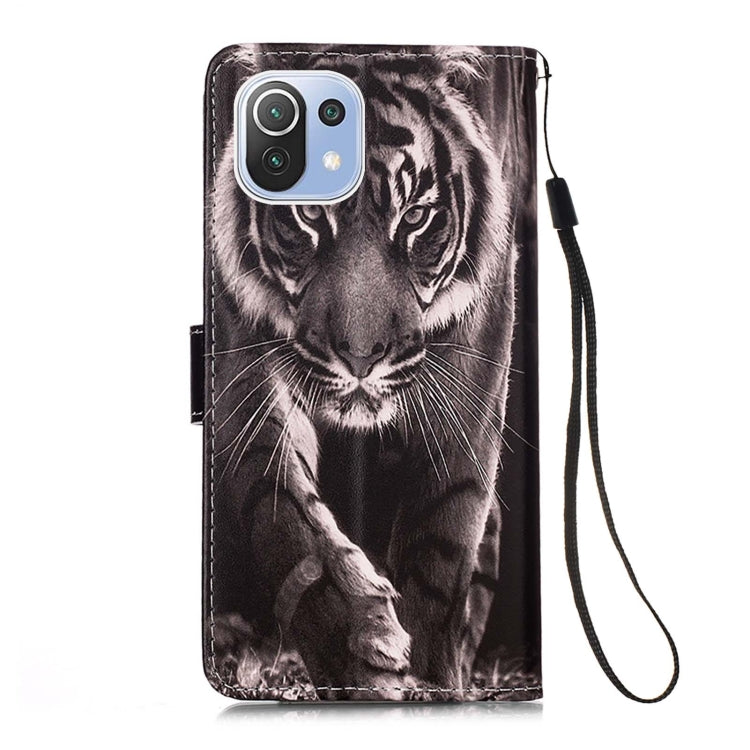 For Xiaomi Mi 11 Lite Colored Drawing Pattern Plain Weave Horizontal Flip Leather Case with Holder & Card Slot & Wallet & Lanyard