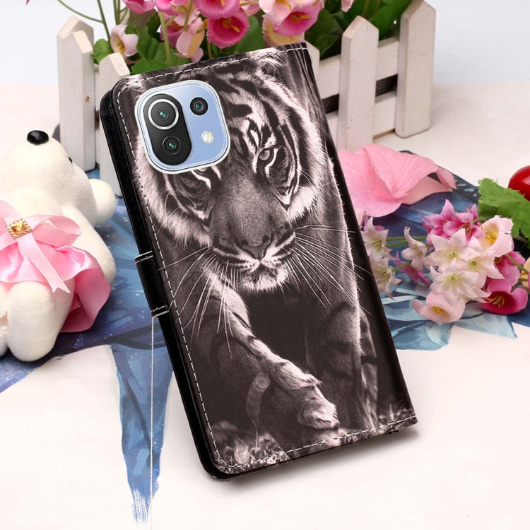 For Xiaomi Mi 11 Lite Colored Drawing Pattern Plain Weave Horizontal Flip Leather Case with Holder & Card Slot & Wallet & Lanyard