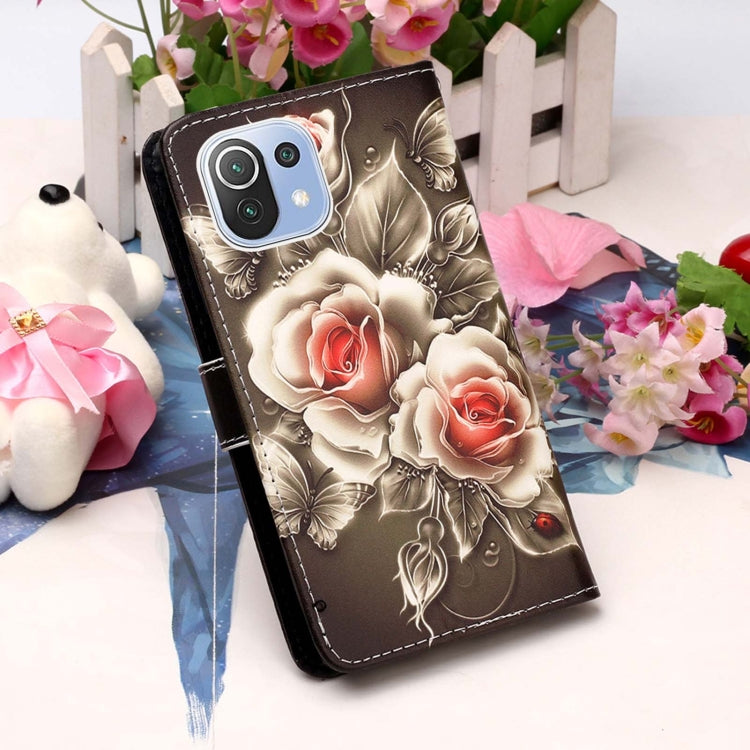 For Xiaomi Mi 11 Lite Colored Drawing Pattern Plain Weave Horizontal Flip Leather Case with Holder & Card Slot & Wallet & Lanyard