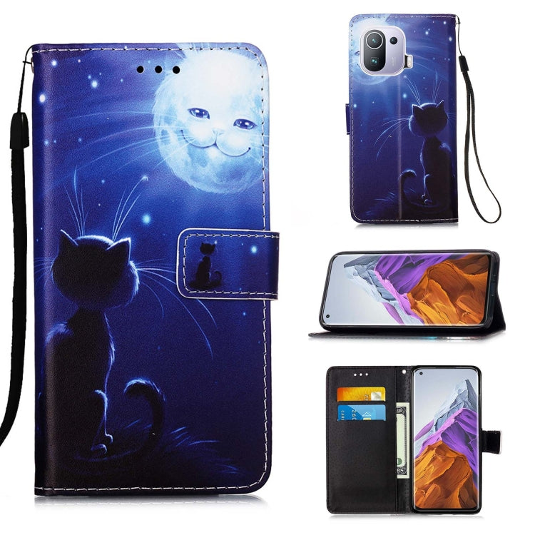 For Xiaomi Mi 11 Pro Colored Drawing Pattern Plain Weave Horizontal Flip Leather Case with Holder & Card Slot & Wallet & Lanyard