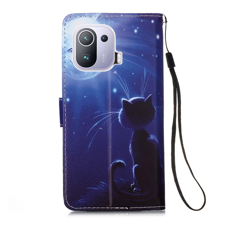 For Xiaomi Mi 11 Pro Colored Drawing Pattern Plain Weave Horizontal Flip Leather Case with Holder & Card Slot & Wallet & Lanyard
