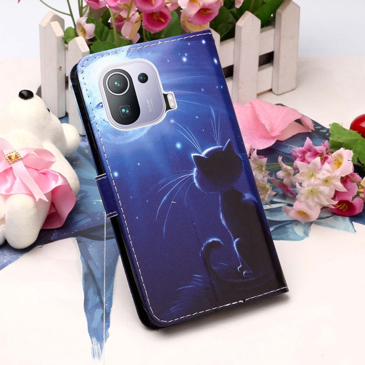 For Xiaomi Mi 11 Pro Colored Drawing Pattern Plain Weave Horizontal Flip Leather Case with Holder & Card Slot & Wallet & Lanyard