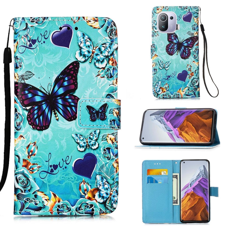 For Xiaomi Mi 11 Pro Colored Drawing Pattern Plain Weave Horizontal Flip Leather Case with Holder & Card Slot & Wallet & Lanyard