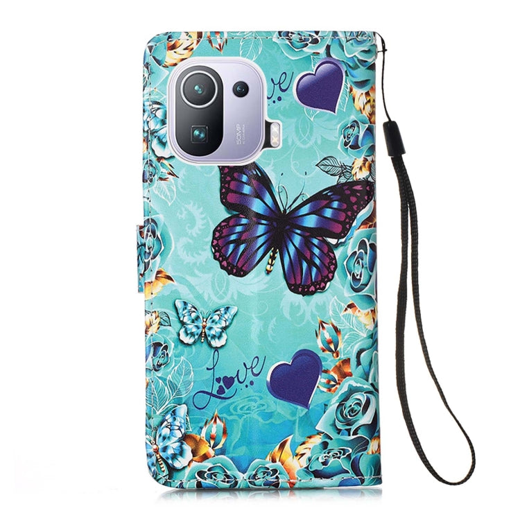 For Xiaomi Mi 11 Pro Colored Drawing Pattern Plain Weave Horizontal Flip Leather Case with Holder & Card Slot & Wallet & Lanyard