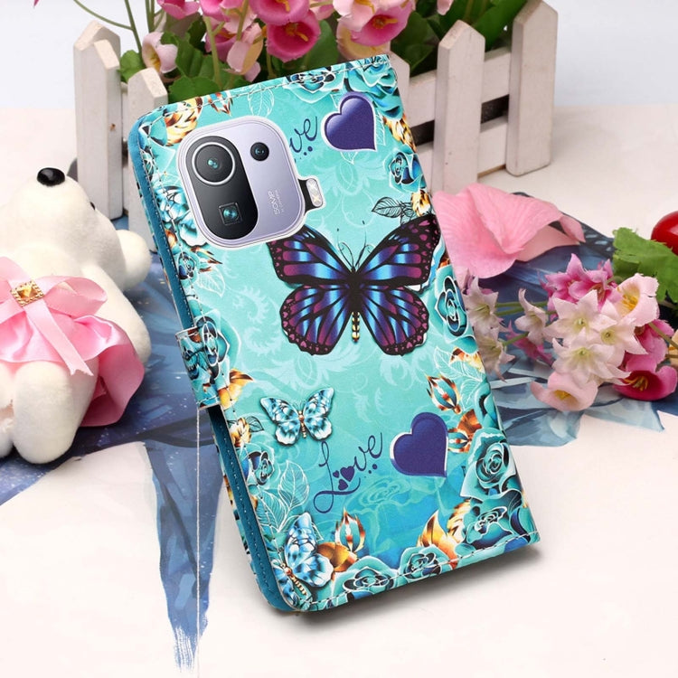 For Xiaomi Mi 11 Pro Colored Drawing Pattern Plain Weave Horizontal Flip Leather Case with Holder & Card Slot & Wallet & Lanyard