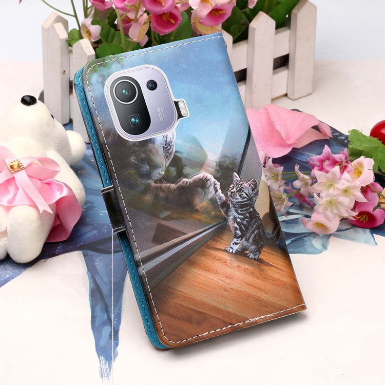 For Xiaomi Mi 11 Pro Colored Drawing Pattern Plain Weave Horizontal Flip Leather Case with Holder & Card Slot & Wallet & Lanyard