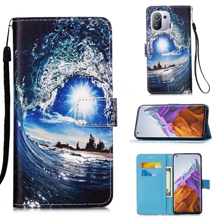 For Xiaomi Mi 11 Pro Colored Drawing Pattern Plain Weave Horizontal Flip Leather Case with Holder & Card Slot & Wallet & Lanyard