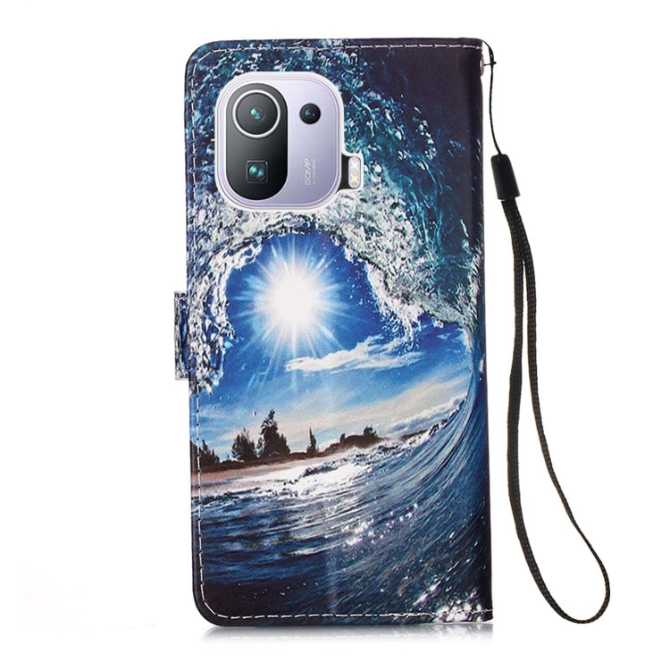 For Xiaomi Mi 11 Pro Colored Drawing Pattern Plain Weave Horizontal Flip Leather Case with Holder & Card Slot & Wallet & Lanyard