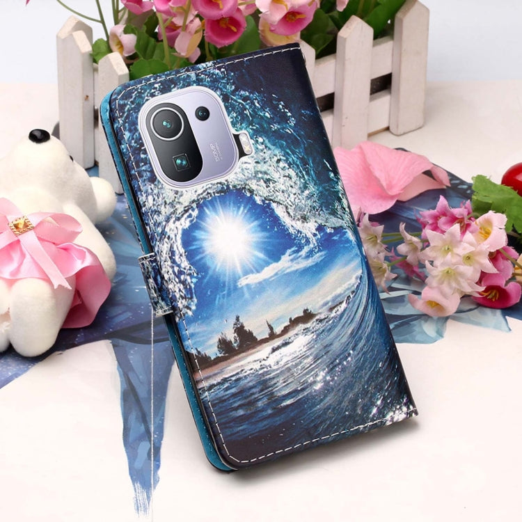 For Xiaomi Mi 11 Pro Colored Drawing Pattern Plain Weave Horizontal Flip Leather Case with Holder & Card Slot & Wallet & Lanyard