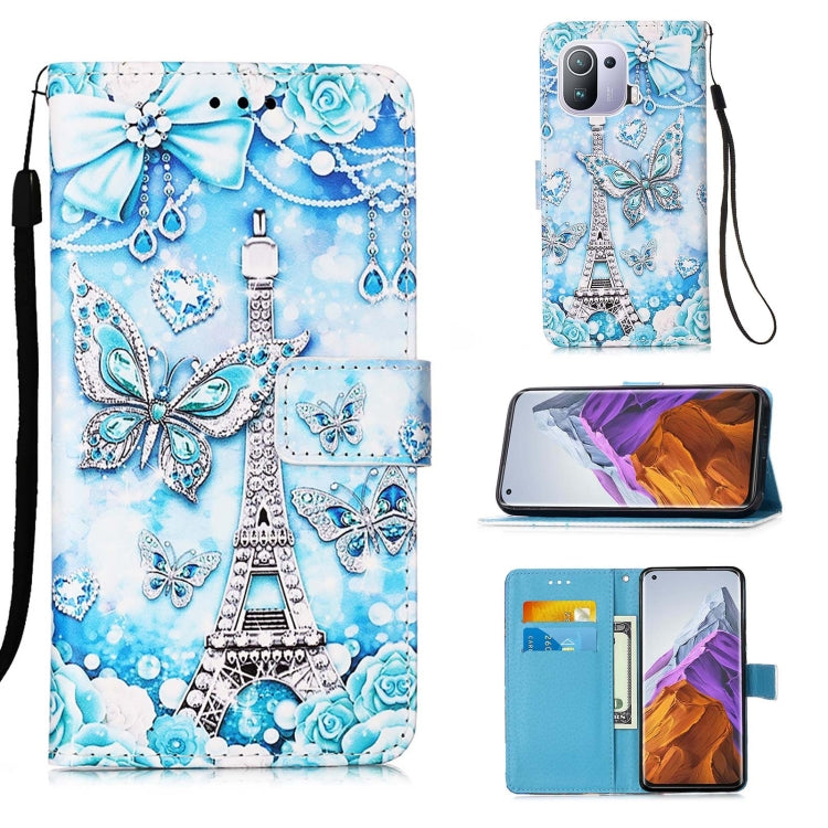 For Xiaomi Mi 11 Pro Colored Drawing Pattern Plain Weave Horizontal Flip Leather Case with Holder & Card Slot & Wallet & Lanyard