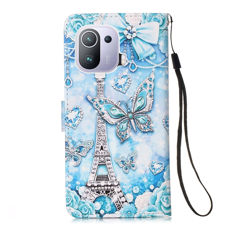For Xiaomi Mi 11 Pro Colored Drawing Pattern Plain Weave Horizontal Flip Leather Case with Holder & Card Slot & Wallet & Lanyard