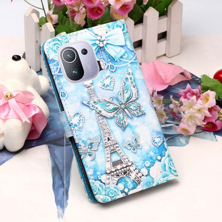 For Xiaomi Mi 11 Pro Colored Drawing Pattern Plain Weave Horizontal Flip Leather Case with Holder & Card Slot & Wallet & Lanyard