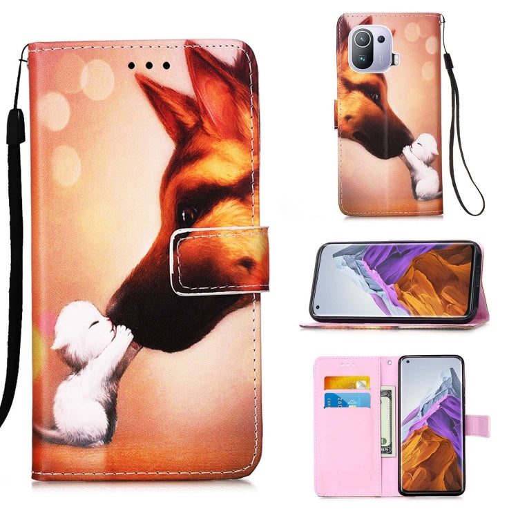 For Xiaomi Mi 11 Pro Colored Drawing Pattern Plain Weave Horizontal Flip Leather Case with Holder & Card Slot & Wallet & Lanyard