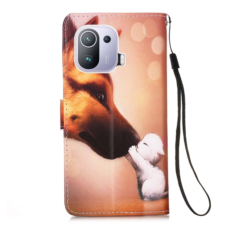 For Xiaomi Mi 11 Pro Colored Drawing Pattern Plain Weave Horizontal Flip Leather Case with Holder & Card Slot & Wallet & Lanyard