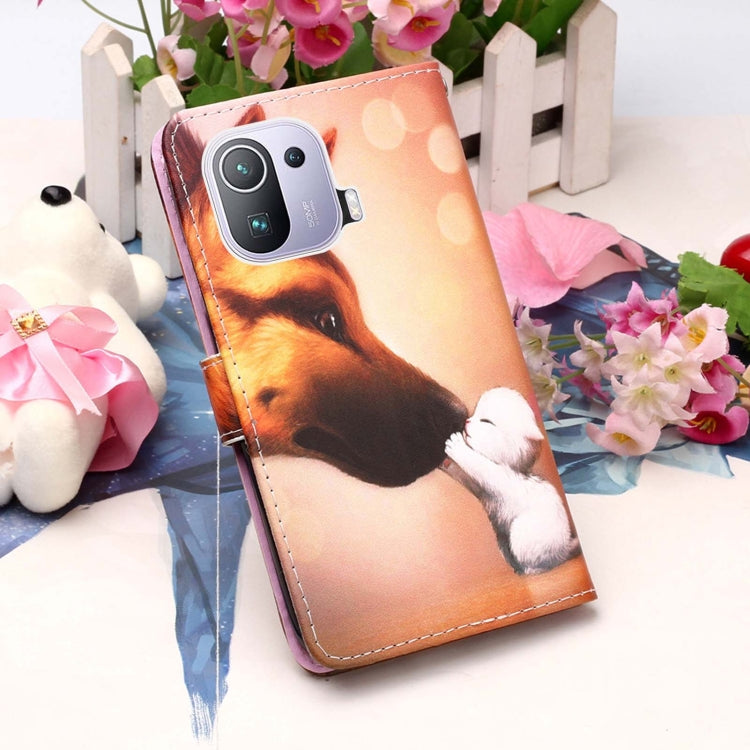 For Xiaomi Mi 11 Pro Colored Drawing Pattern Plain Weave Horizontal Flip Leather Case with Holder & Card Slot & Wallet & Lanyard