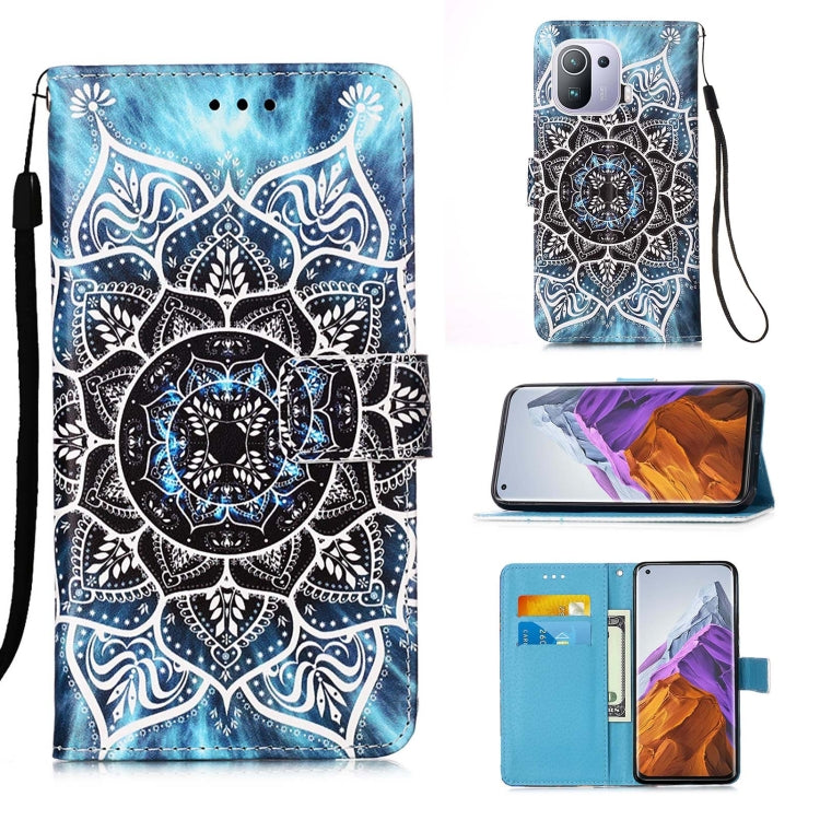 For Xiaomi Mi 11 Pro Colored Drawing Pattern Plain Weave Horizontal Flip Leather Case with Holder & Card Slot & Wallet & Lanyard