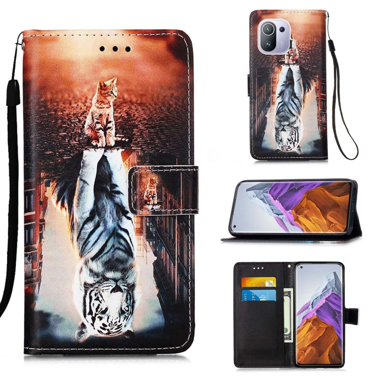 For Xiaomi Mi 11 Pro Colored Drawing Pattern Plain Weave Horizontal Flip Leather Case with Holder & Card Slot & Wallet & Lanyard