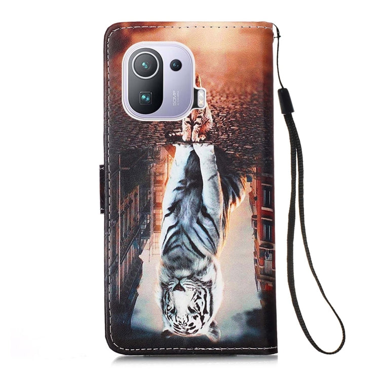 For Xiaomi Mi 11 Pro Colored Drawing Pattern Plain Weave Horizontal Flip Leather Case with Holder & Card Slot & Wallet & Lanyard